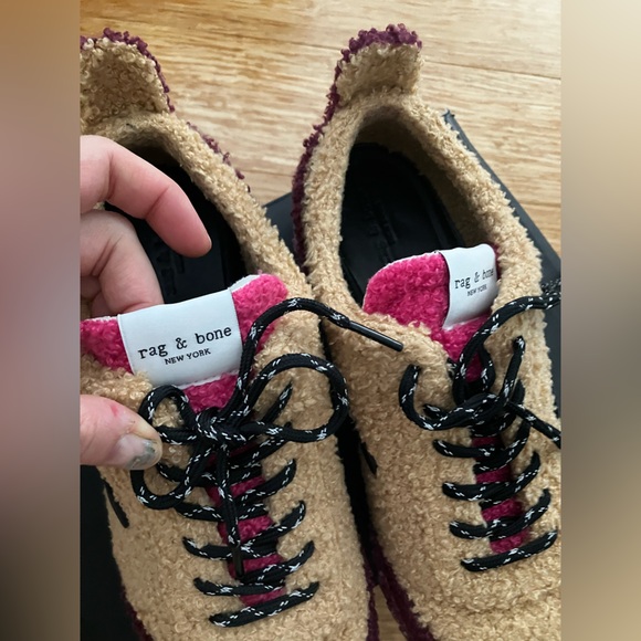 Beige and maroon Rag & Bone Sherpa sneakers - Picture 13 of 13